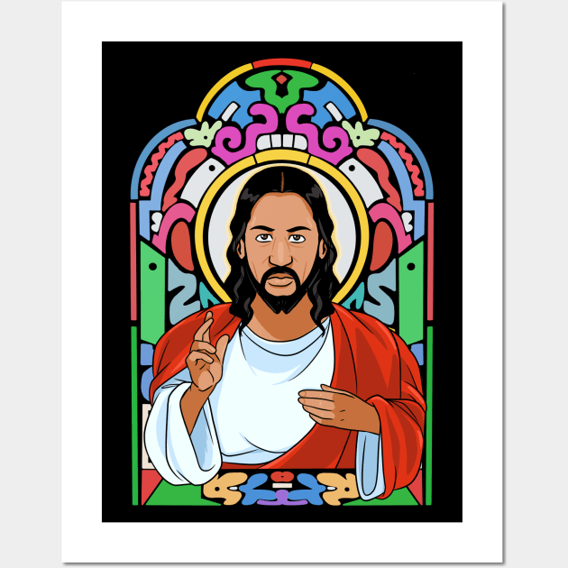 Black Jesus Christ Our Lord and Savior Praise God Wall Art by Noseking